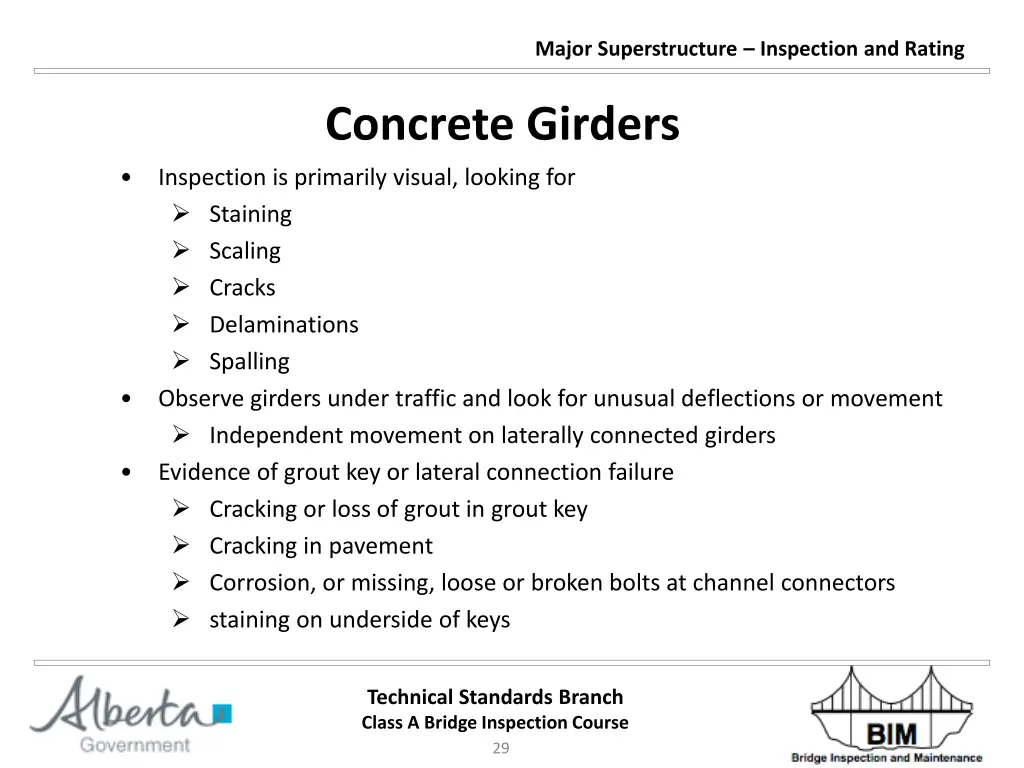 major superstructure inspection and rating 28