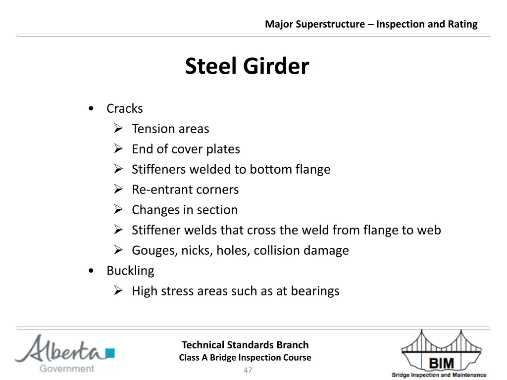 major superstructure inspection and rating 46