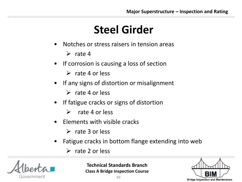 major superstructure inspection and rating 48