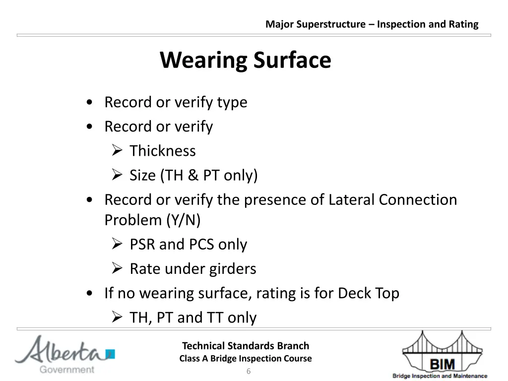 major superstructure inspection and rating 5