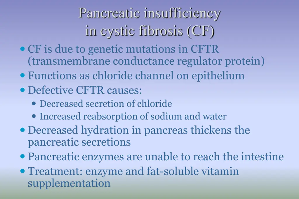 pancreatic insufficiency in cystic fibrosis cf