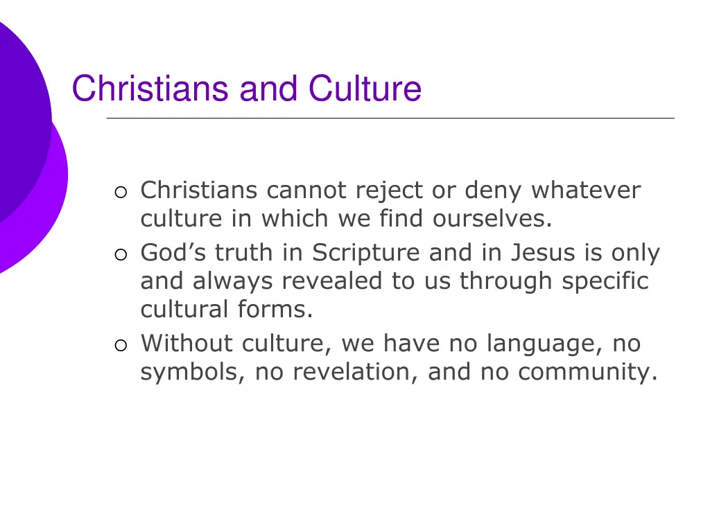 christians and culture