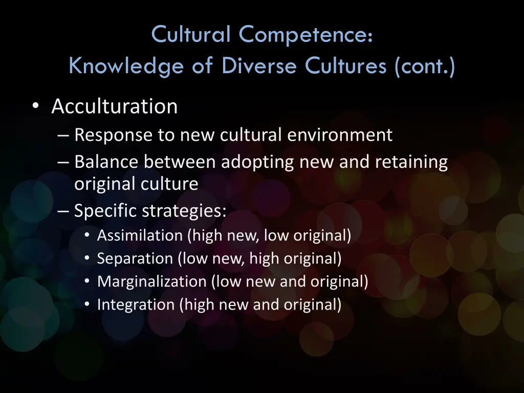 cultural competence knowledge of diverse cultures 1