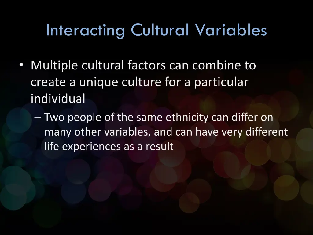 interacting cultural variables