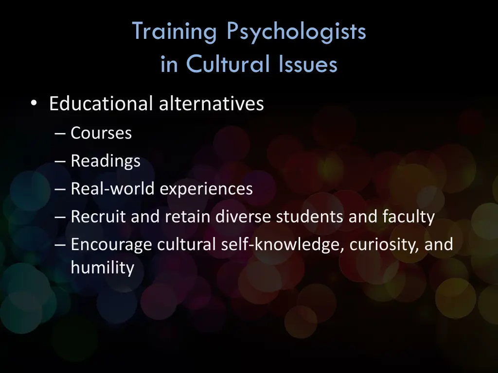 training psychologists in cultural issues