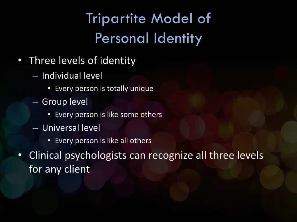 tripartite model of personal identity