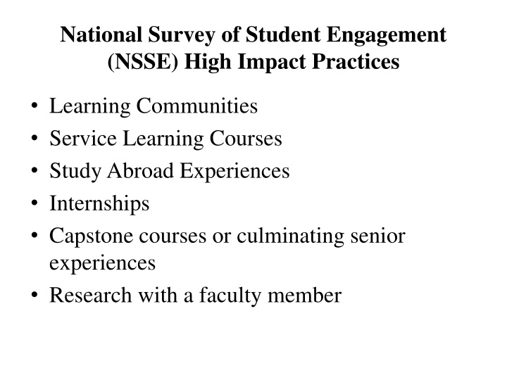 national survey of student engagement nsse high
