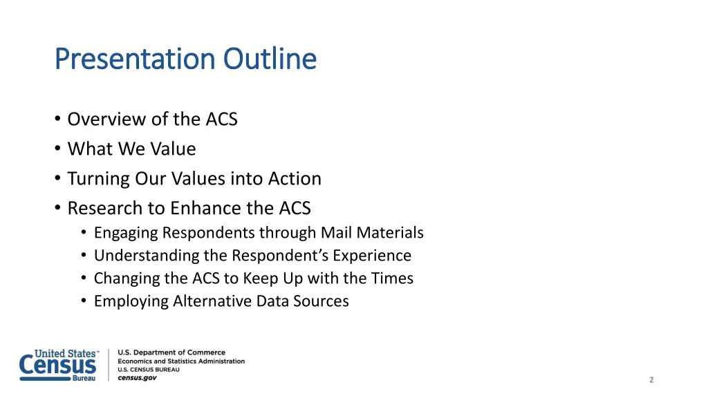 presentation outline presentation outline