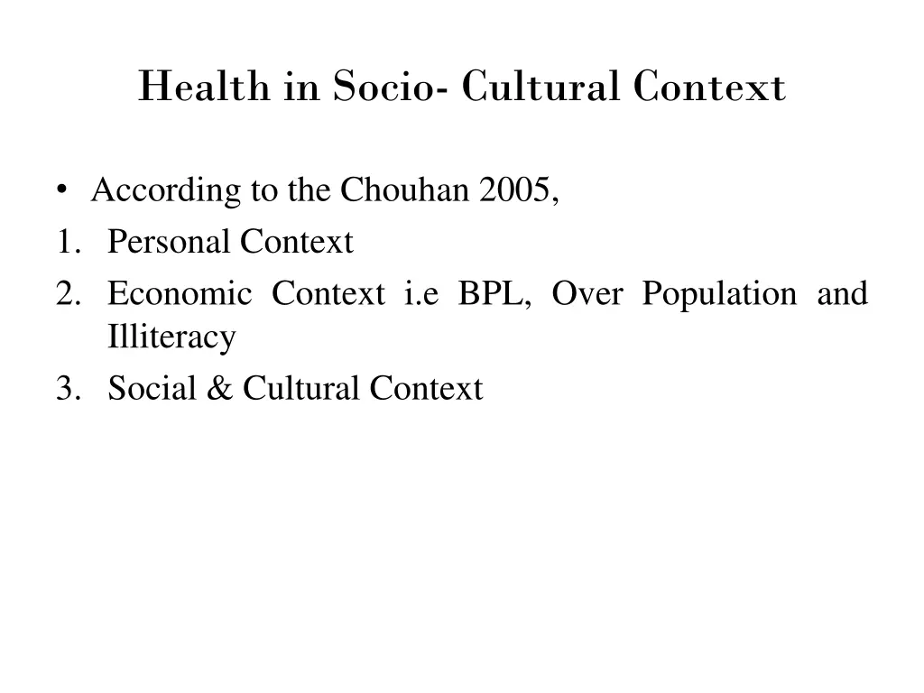 health in socio cultural context