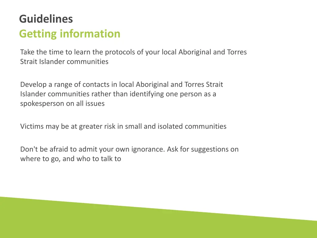 guidelines getting information