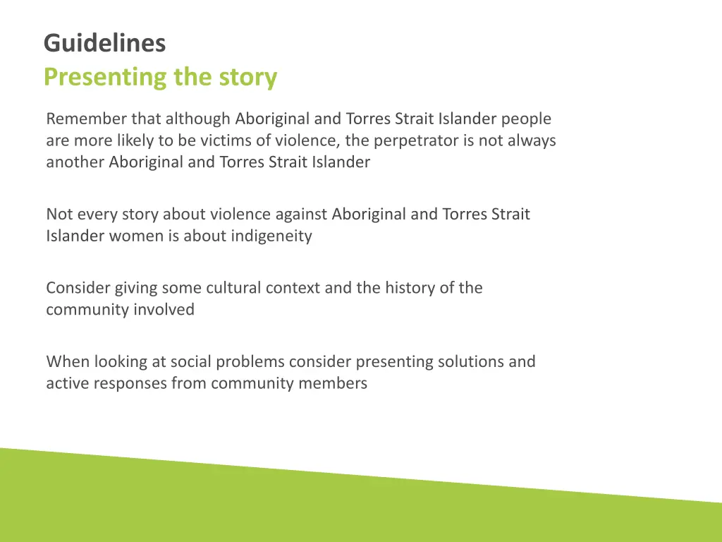 guidelines presenting the story