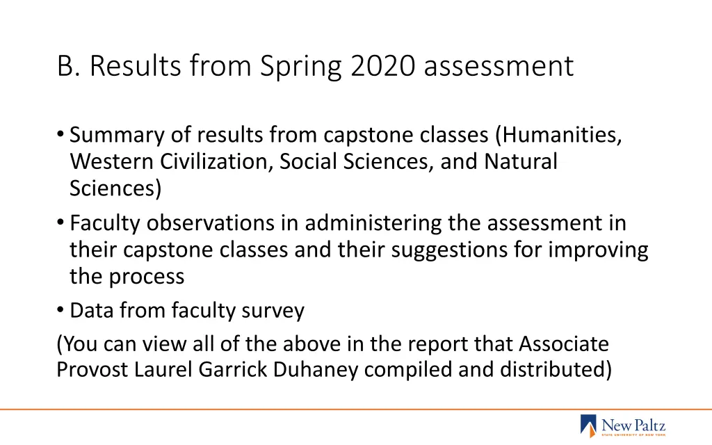b results from spring 2020 assessment