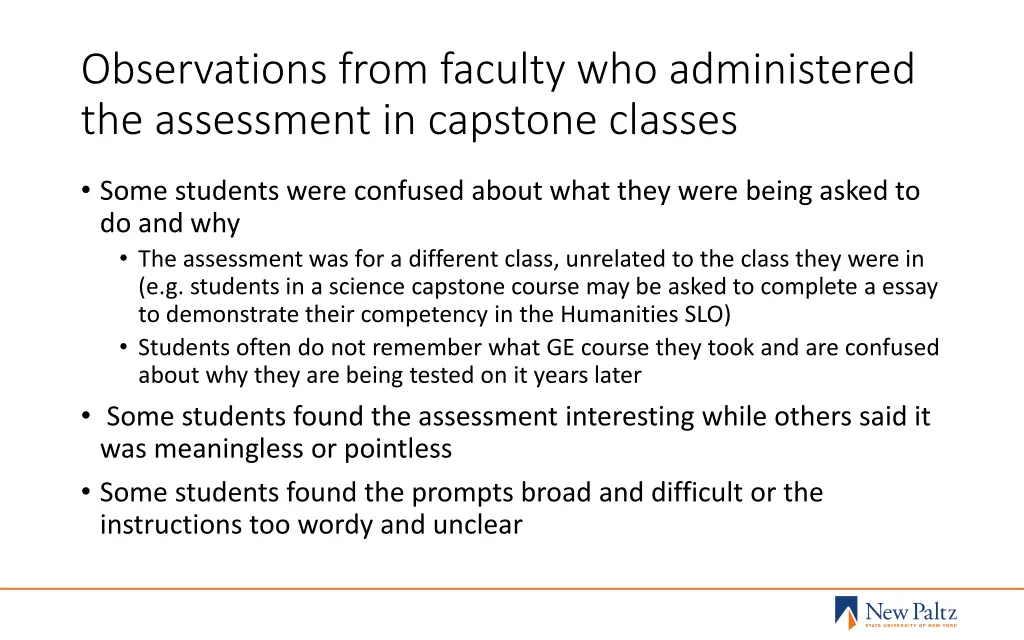 observations from faculty who administered