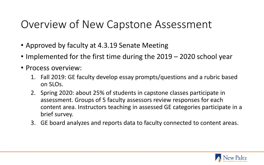 overview of new capstone assessment