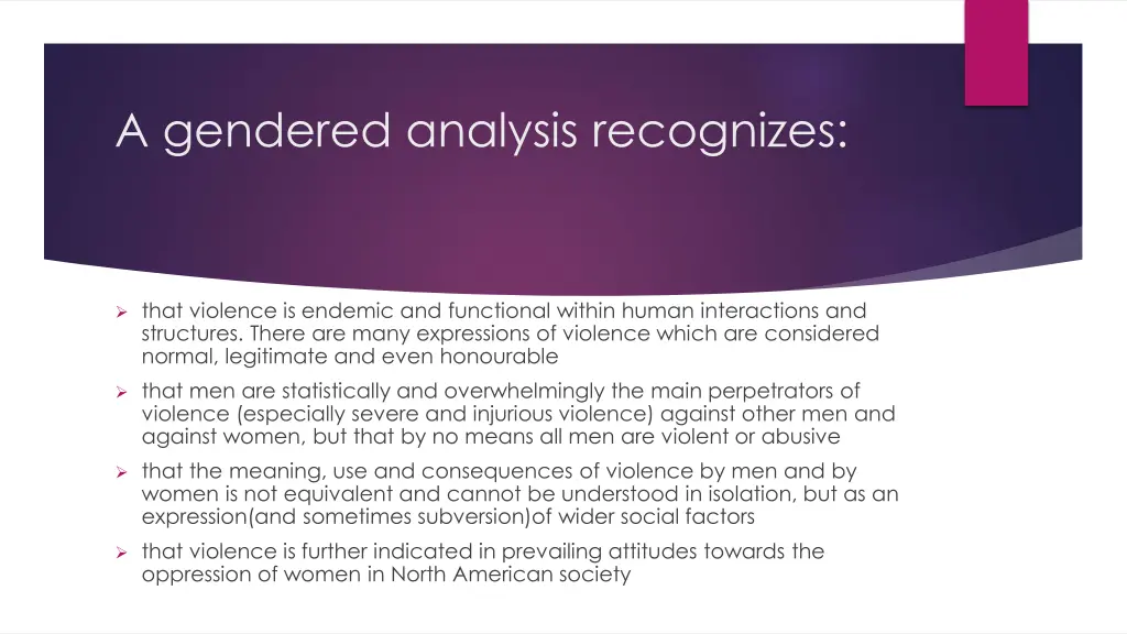 a gendered analysis recognizes