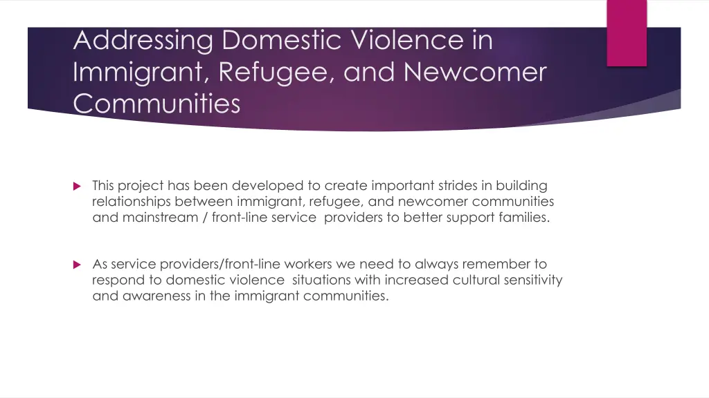 addressing domestic violence in immigrant refugee