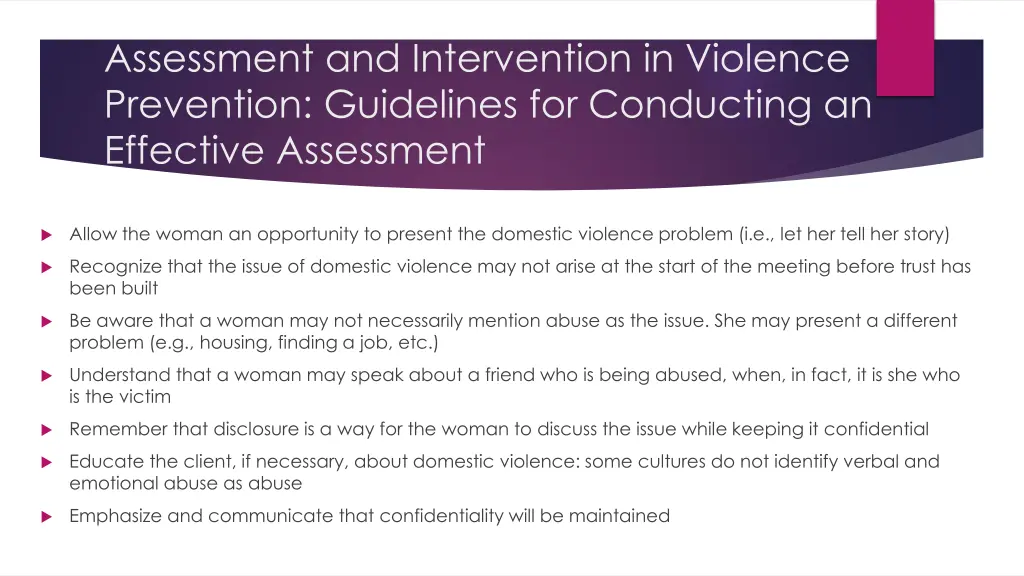 assessment and intervention in violence 1