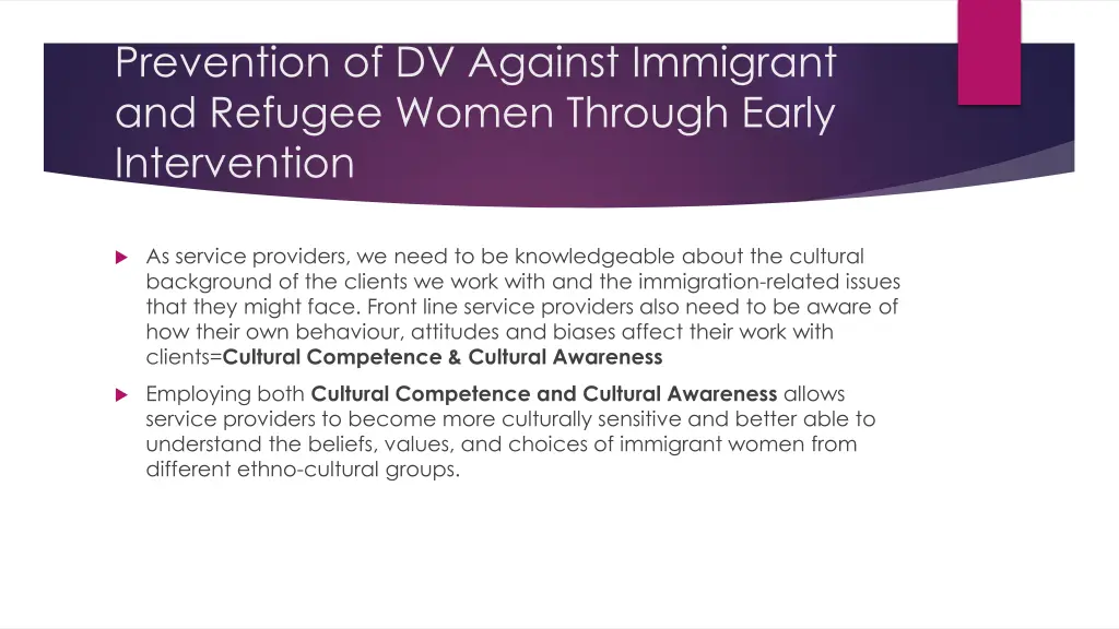 prevention of dv against immigrant and refugee