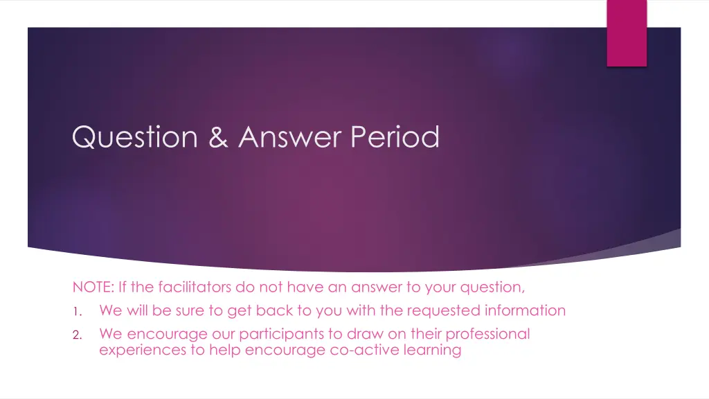 question answer period