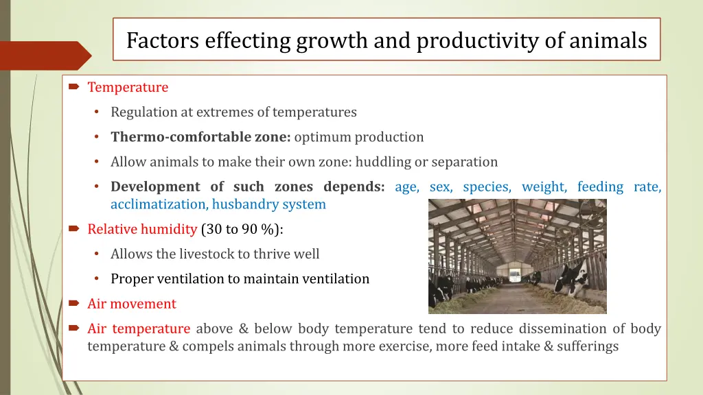 factors effecting growth and productivity