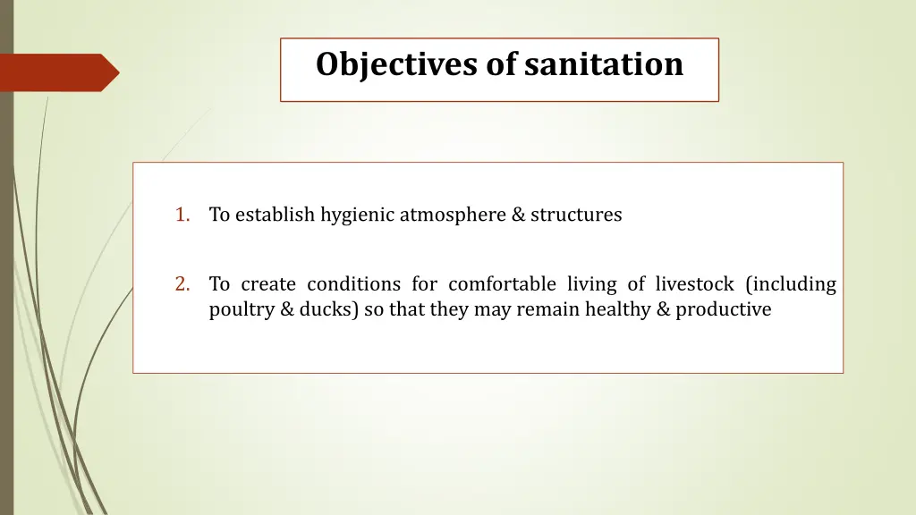 objectives of sanitation