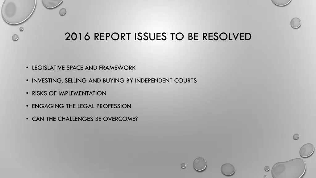 2016 report issues to be resolved