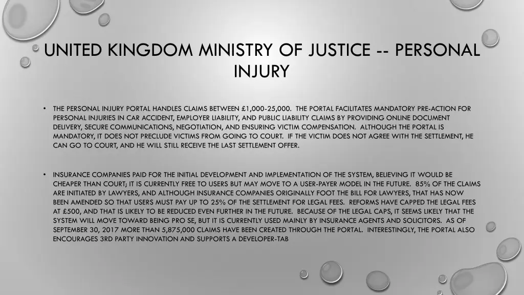 united kingdom ministry of justice personal injury
