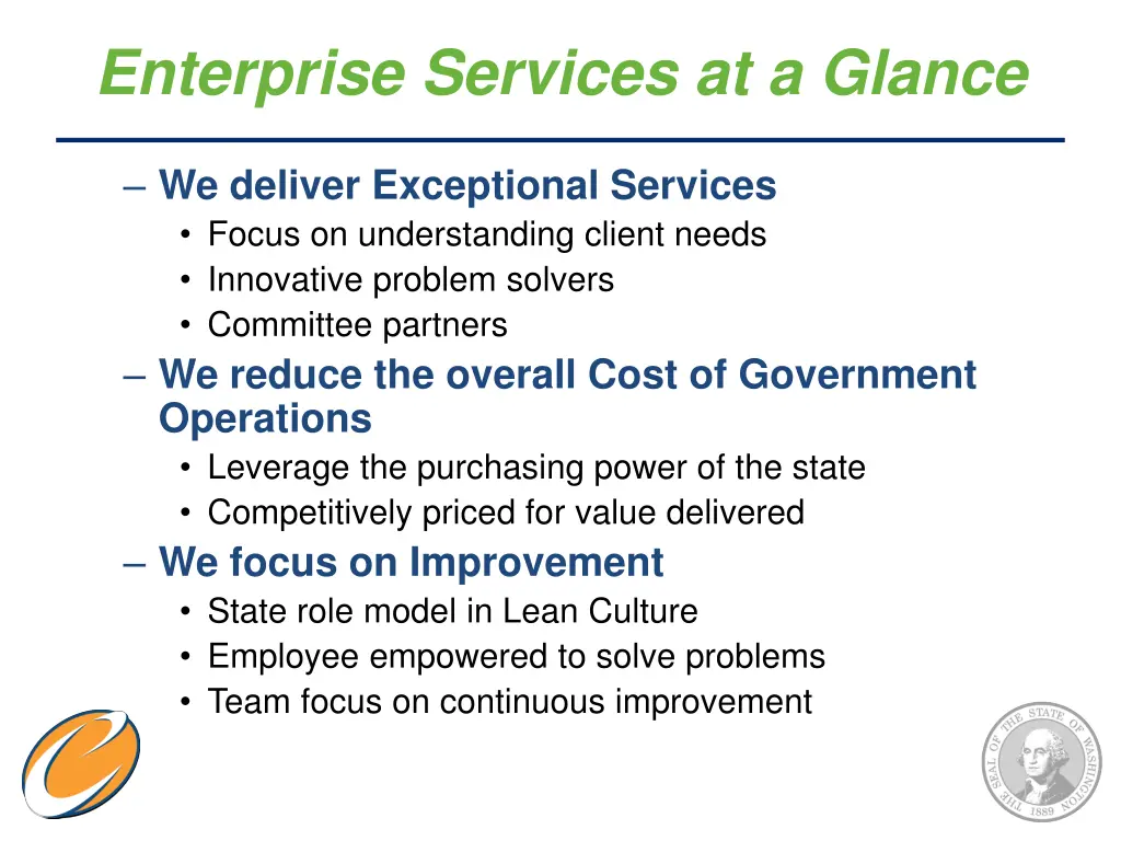 enterprise services at a glance
