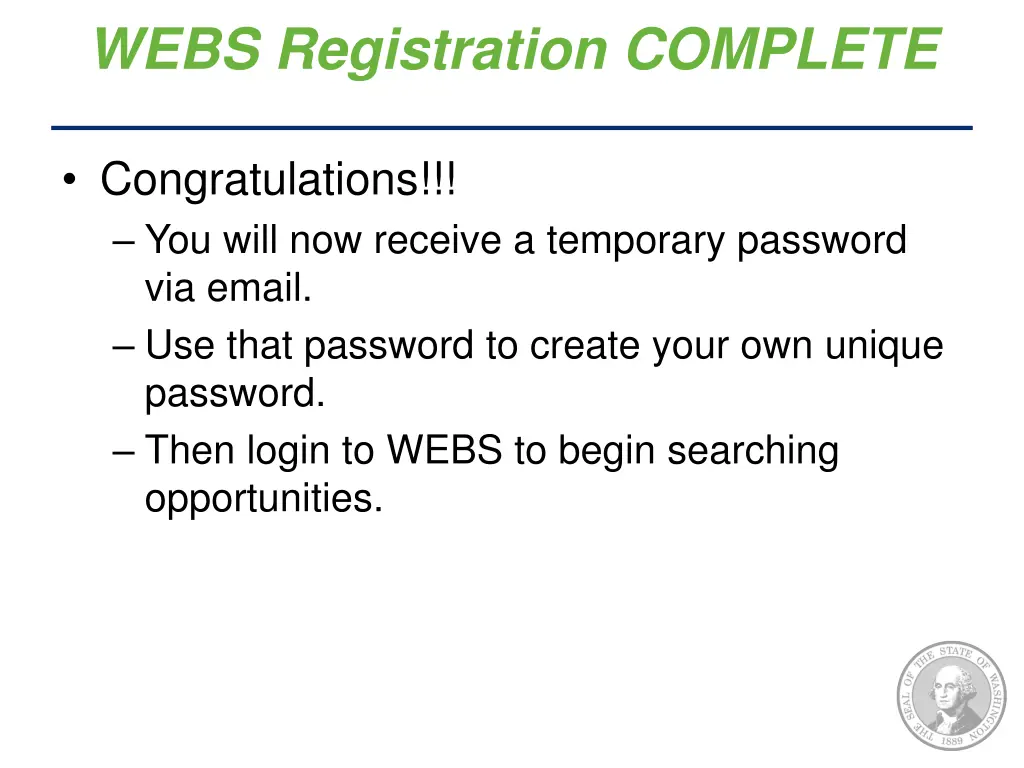 webs registration complete