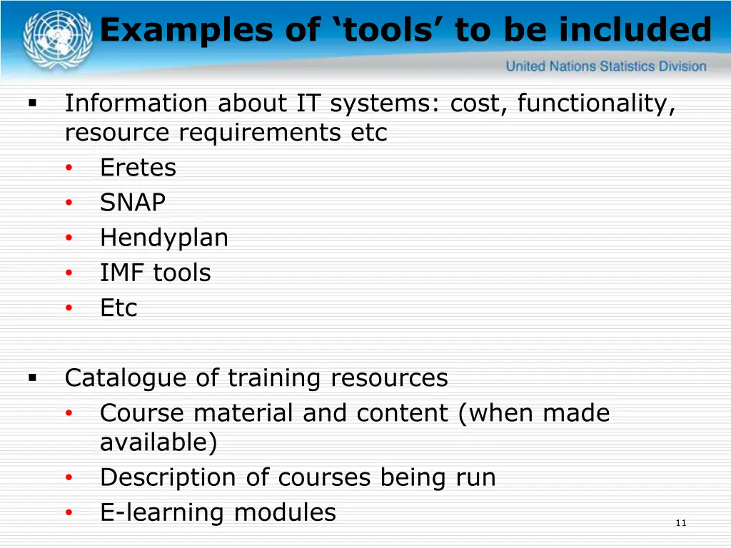 examples of tools to be included