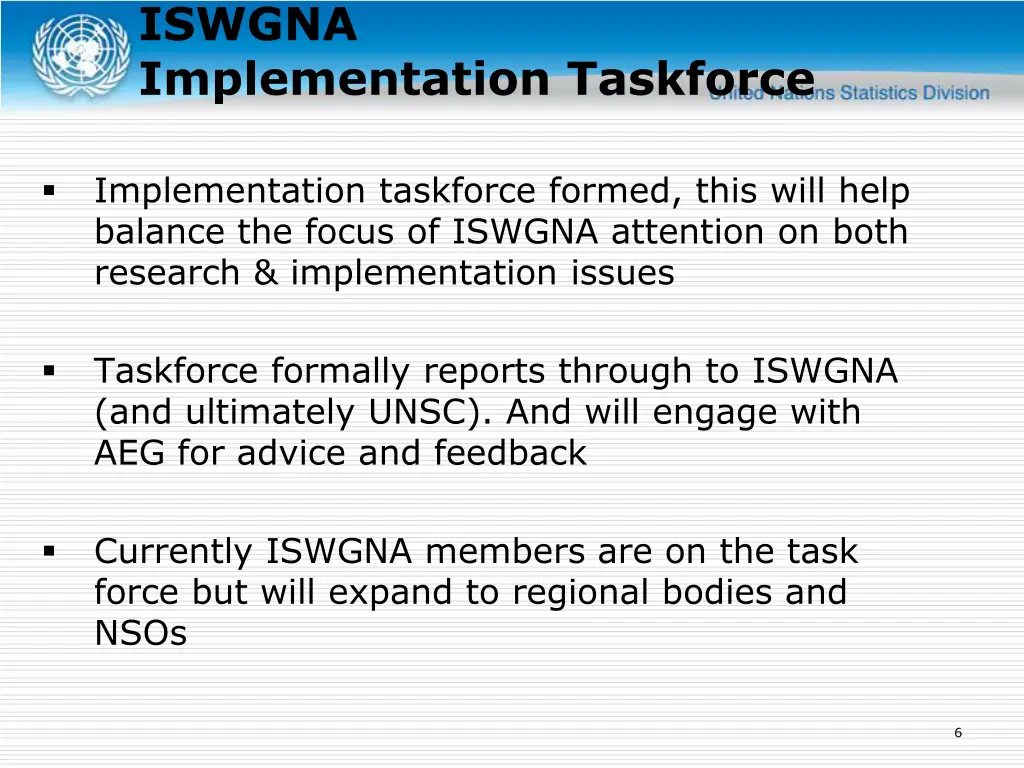 iswgna implementation taskforce