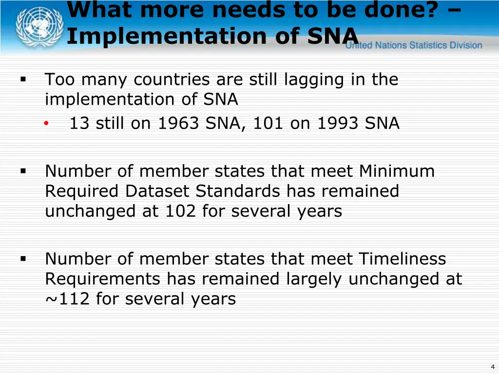 what more needs to be done implementation of sna