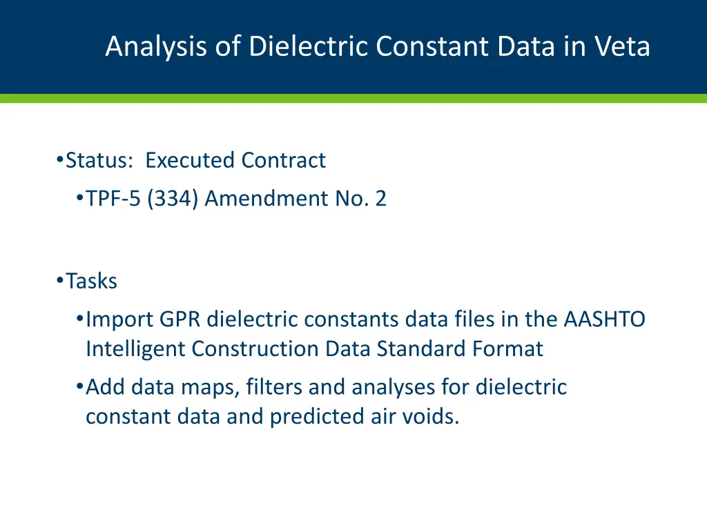 analysis of dielectric constant data in veta
