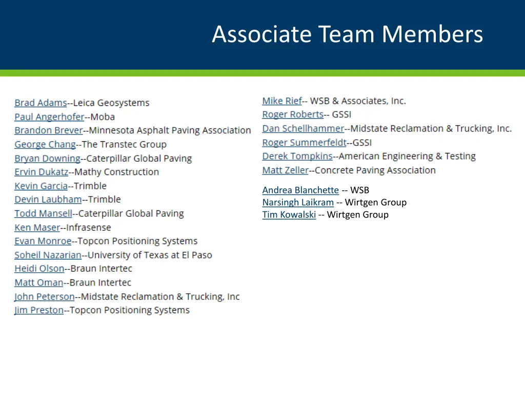 associate team members