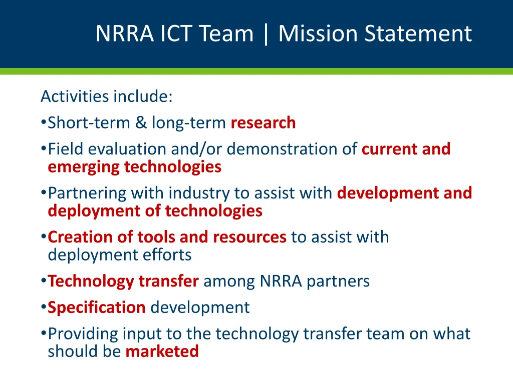 nrra ict team mission statement 1