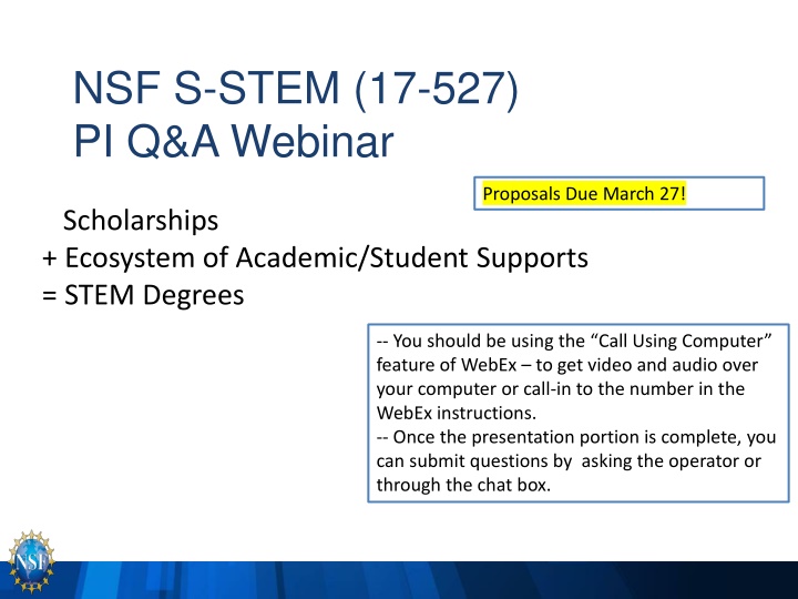 nsf s stem 17 527 pi q a webinar