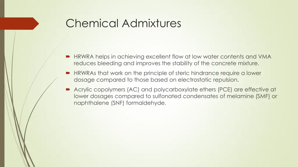 chemical admixtures