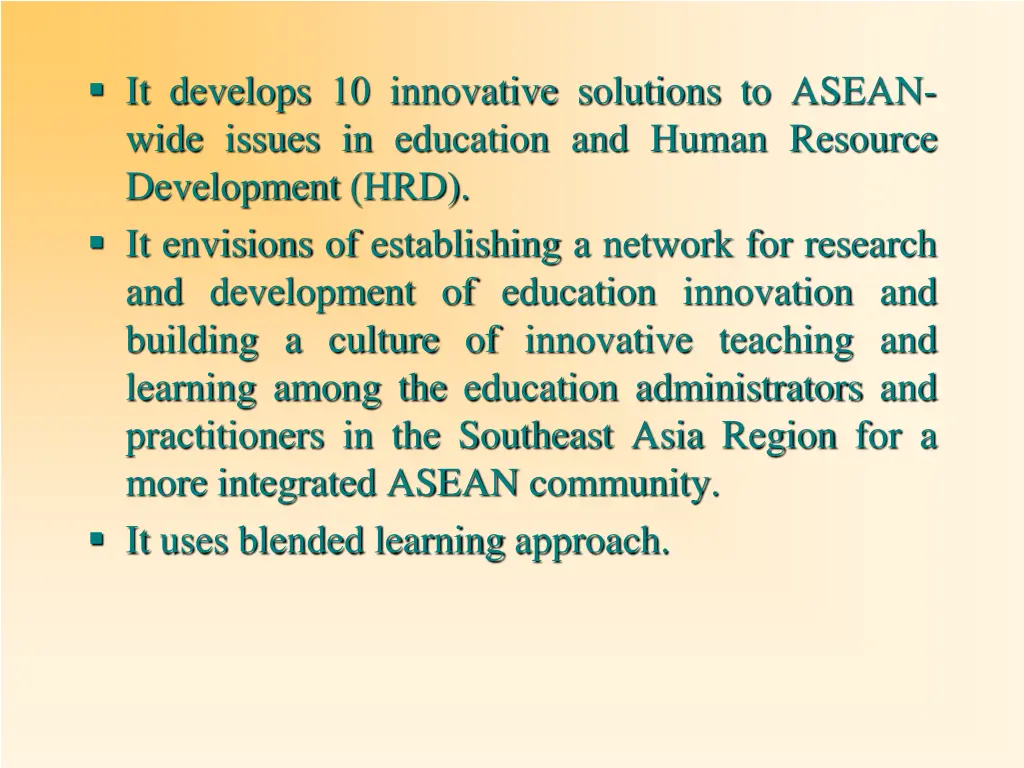 it develops 10 innovative solutions to asean wide