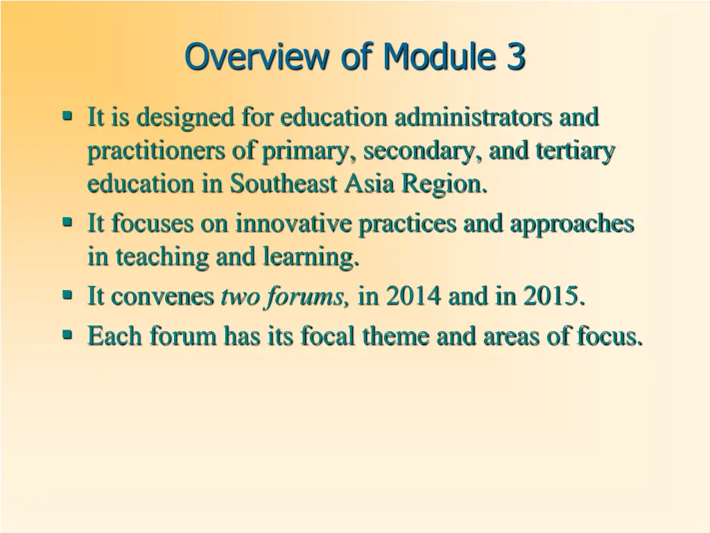 overview of module 3