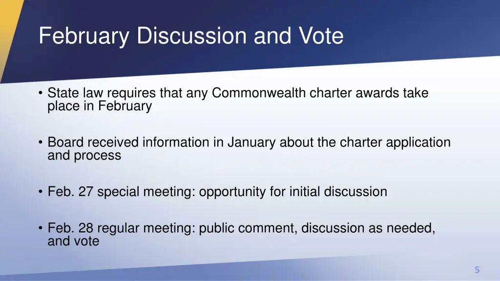 february discussion and vote
