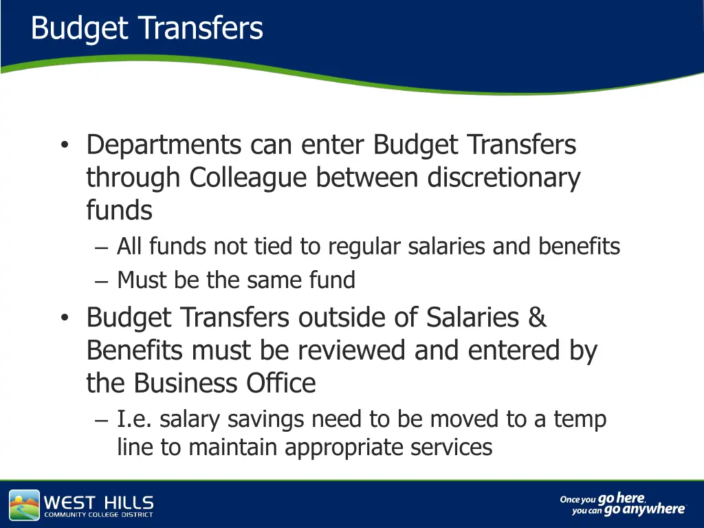 budget transfers