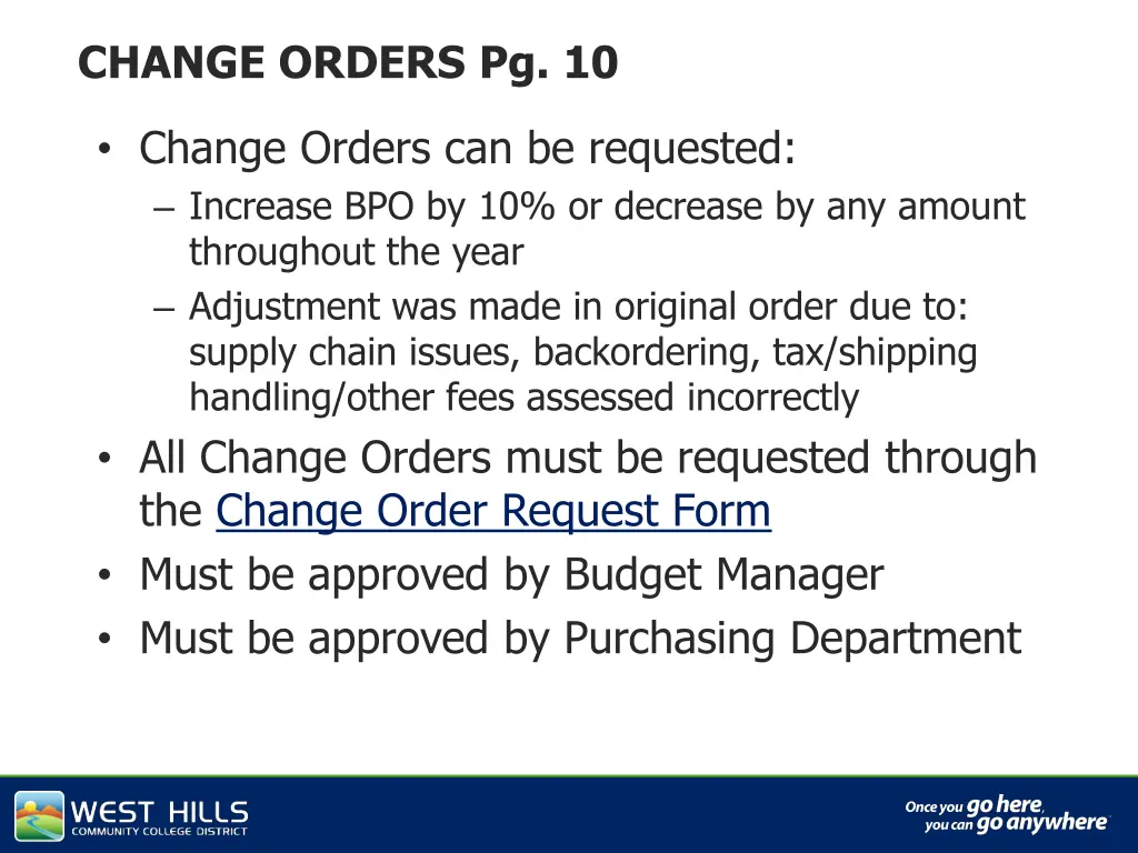 change orders pg 10