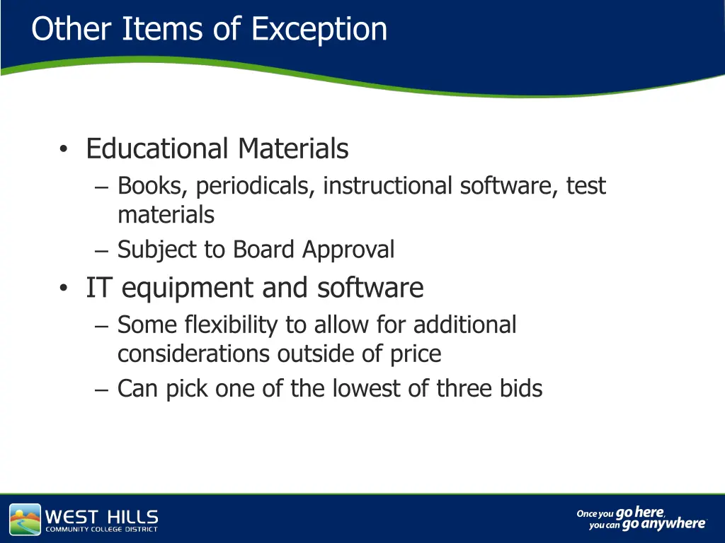 other items of exception