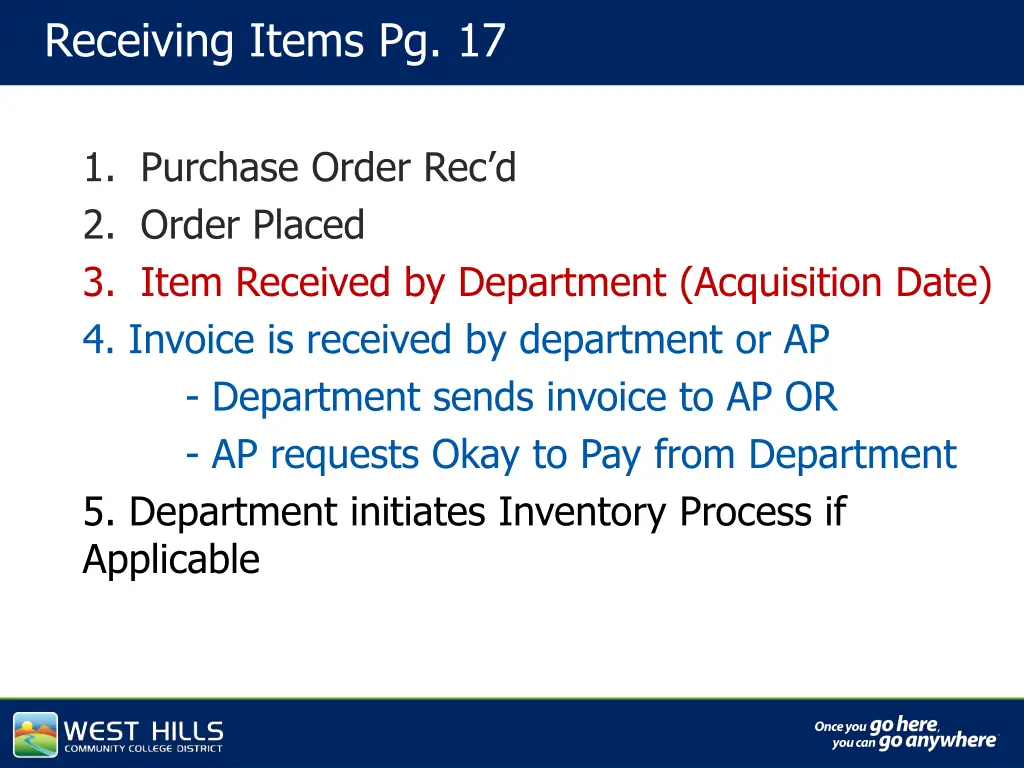 receiving items pg 17