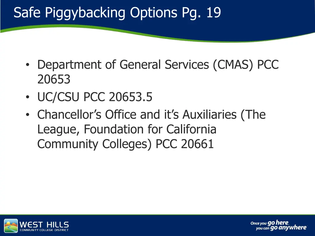safe piggybacking options pg 19