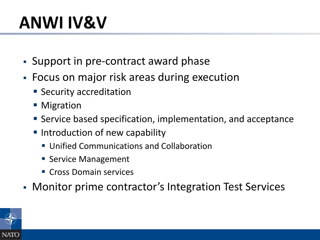 support in pre contract award phase