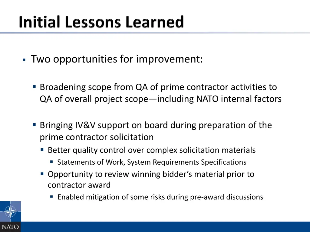 two opportunities for improvement