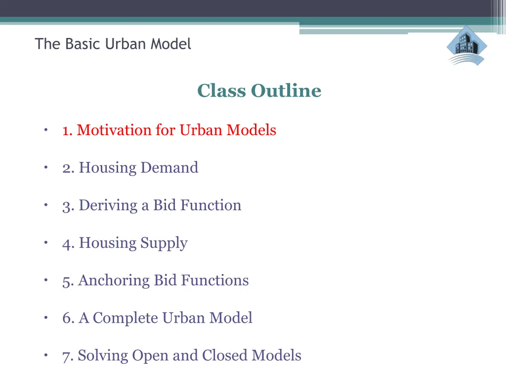 the basic urban model 1