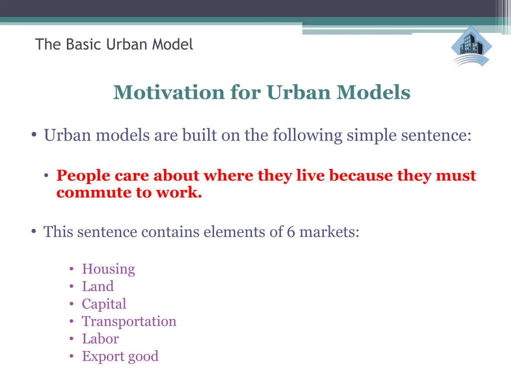 the basic urban model 2