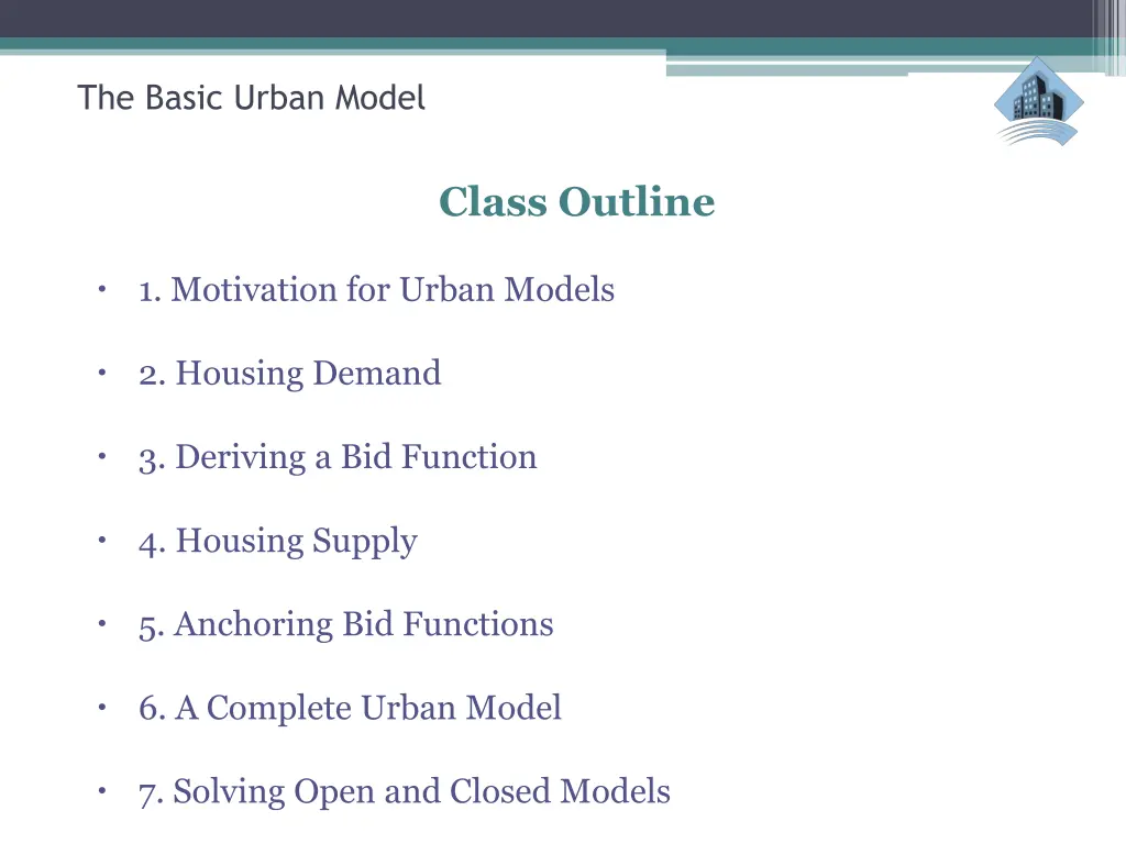 the basic urban model